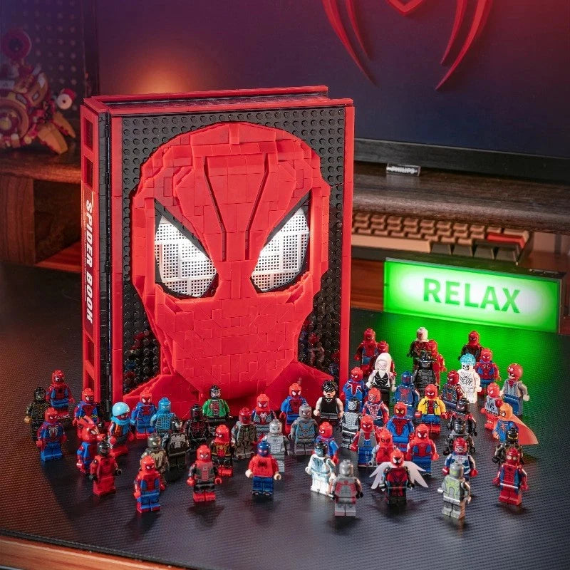 Spider Red Webbed Hero Figure Book 1888pc BuildMOC Set 56 Figures Boxed
