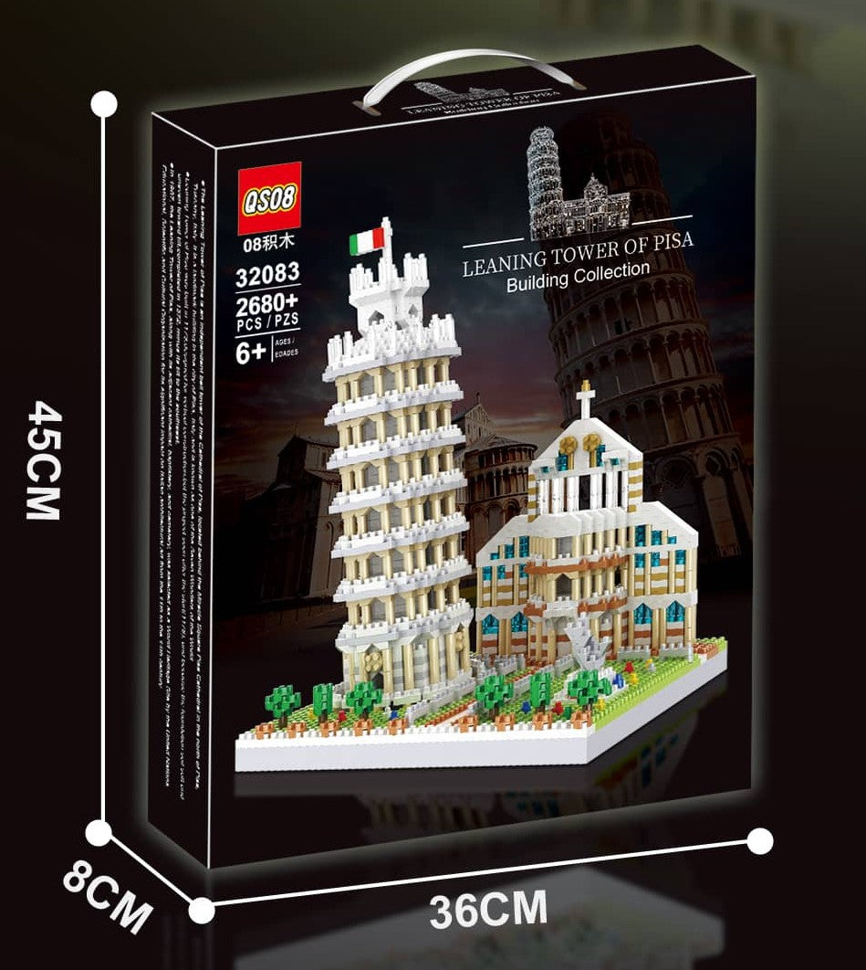 QS08 Leaning Tower of Pisa Landmark Architecture Building Blocks – 2680+ PCS (Microdrill Series)