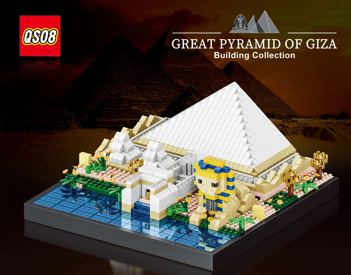 QS08 Great Pyramid of Giza Micro-Drill Particle Assembly Build Blocks Set 1600+
