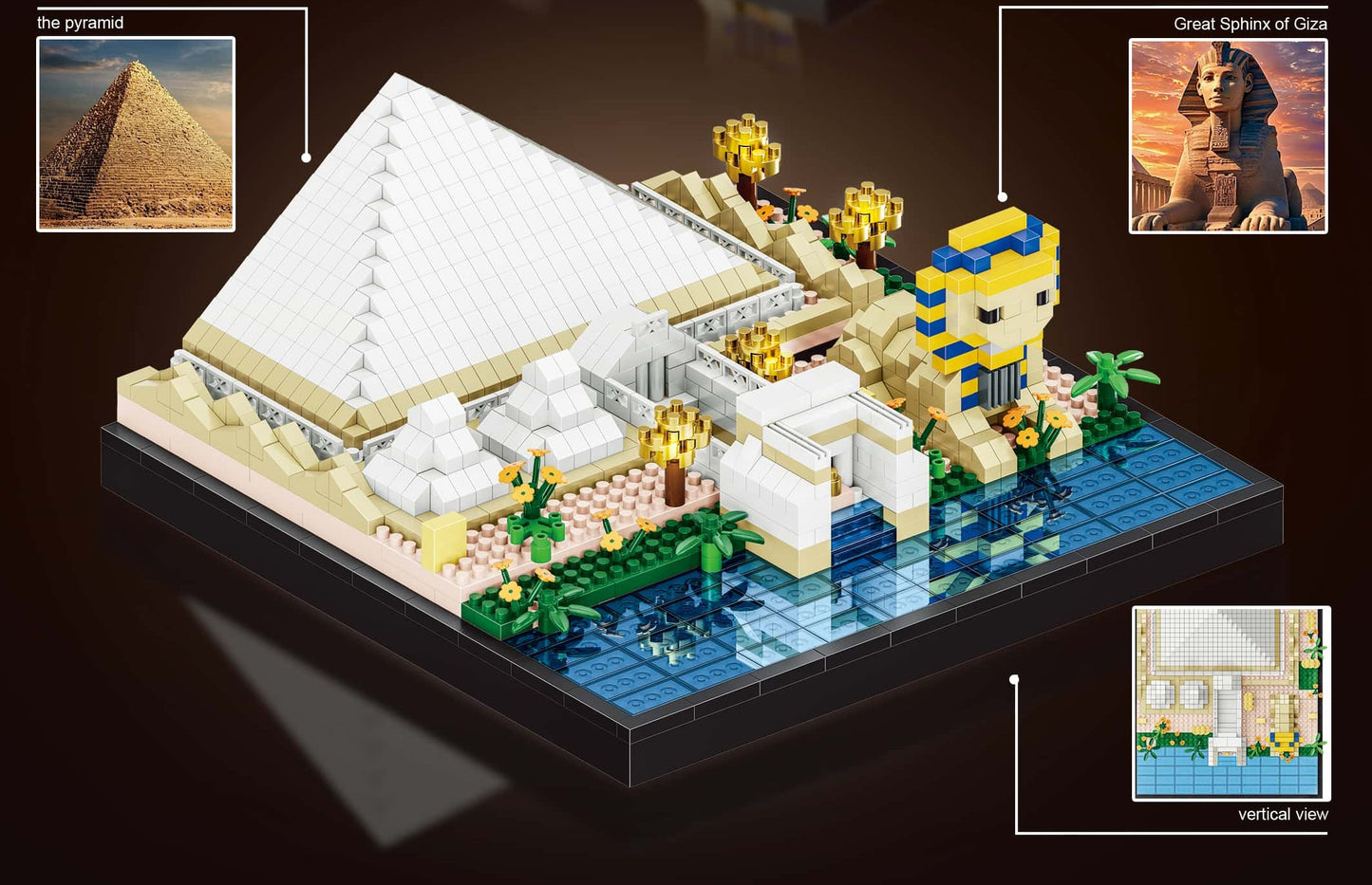 QS08 Great Pyramid of Giza Micro-Drill Particle Assembly Build Blocks Set 1600+