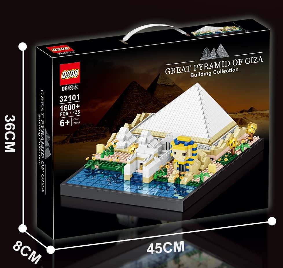 QS08 Great Pyramid of Giza Micro-Drill Particle Assembly Build Blocks Set 1600+