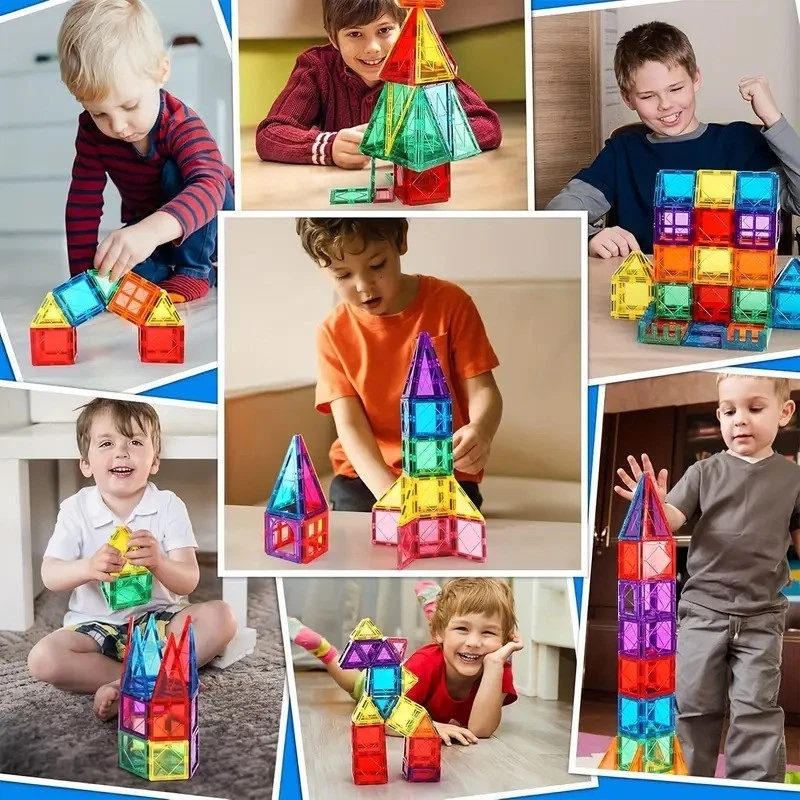 Diamond Pattern Magnetic Tiles Building Blocks 100pcs Kids Creative Tiles Set Gift