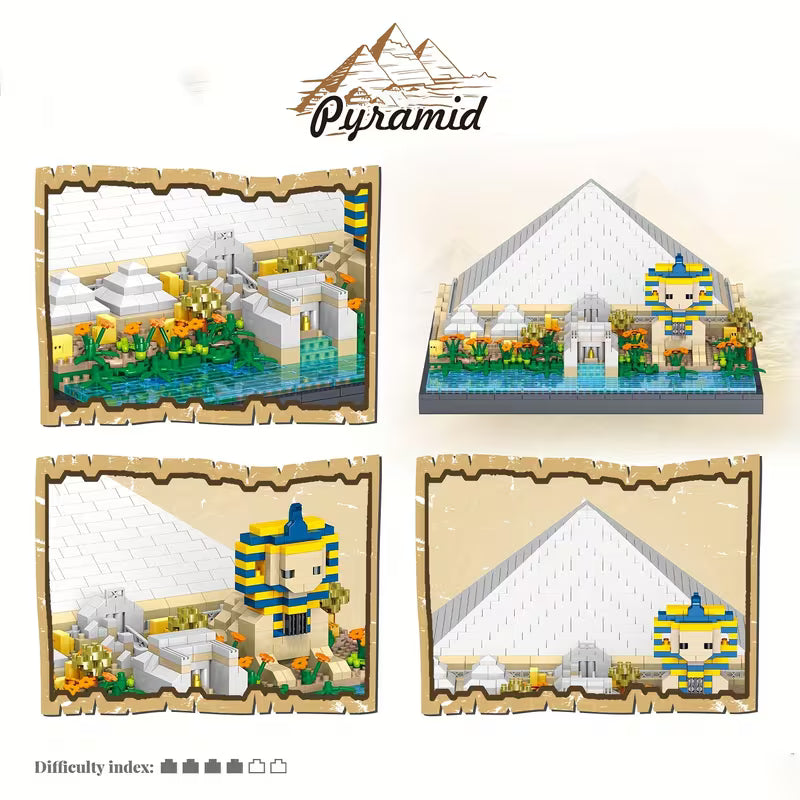 QS08 Great Pyramid of Giza Micro-Drill Particle Assembly Build Blocks Set 1600+