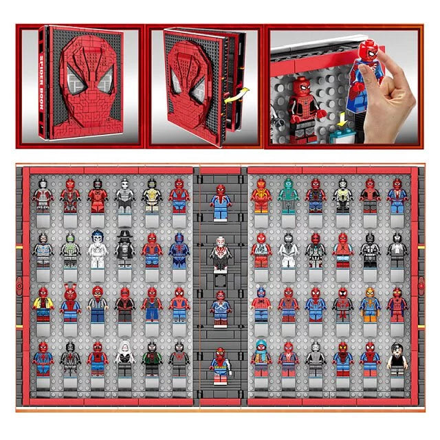Spider Red Webbed Hero Figure Book 1888pc BuildMOC Set 56 Figures Boxed