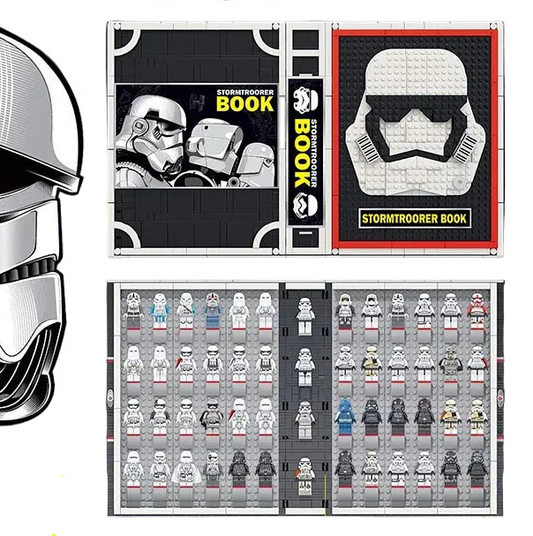 Space trooper army display book 2,480-piece building block model with 52 figures – side view