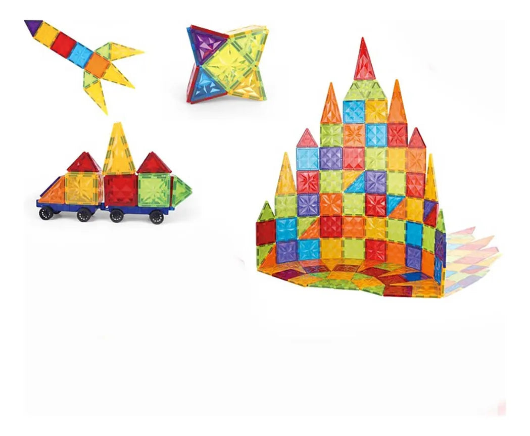 Diamond Pattern Magnetic Tiles Building Blocks 100pcs Kids Creative Tiles Set Gift