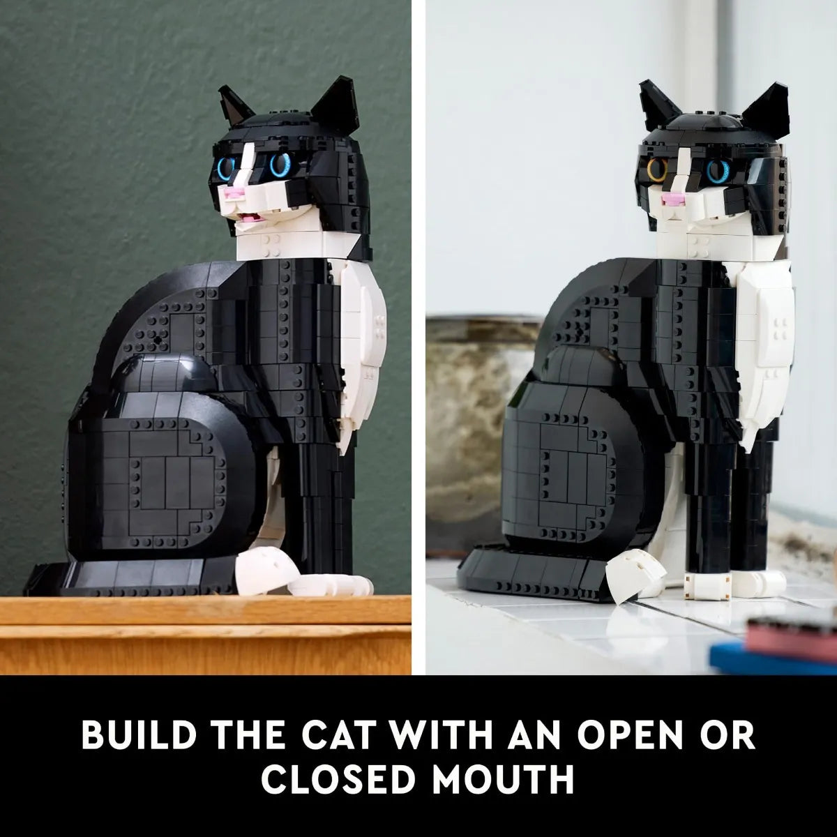 Black & White Tuxedo Cat Building Set 1710 Pet Display Model Boxed