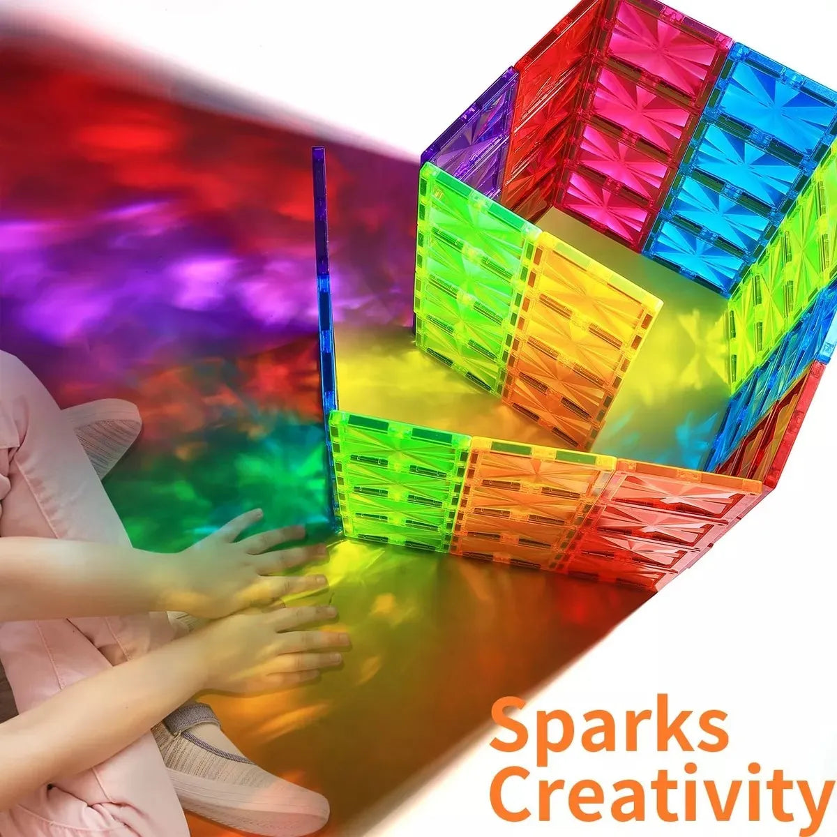 Diamond Pattern Magnetic Tiles Building Blocks 100pcs Kids Creative Tiles Set Gift