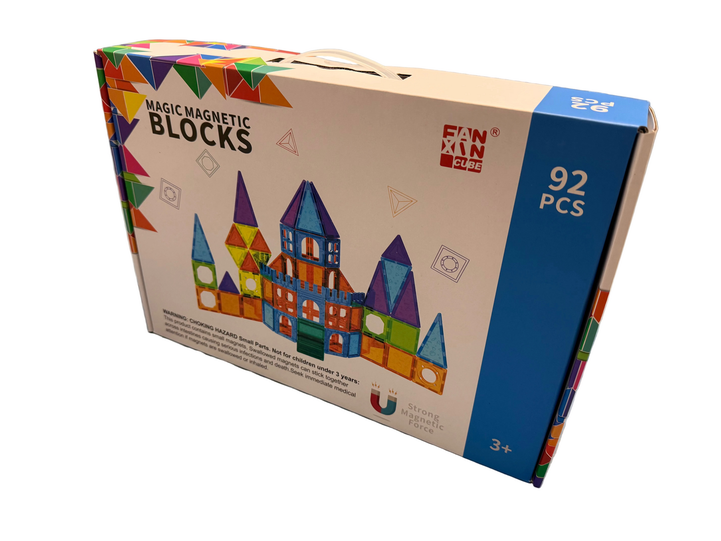 Magic Magnetic Blocks 92 Pieces Multi Coloured Tiles Castle 3D Stem Magna