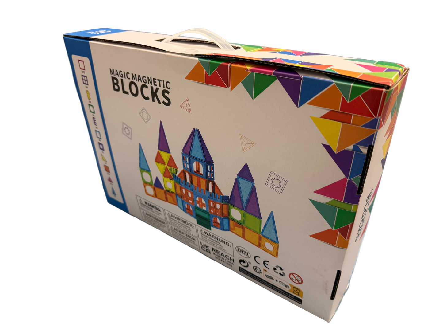Magic Magnetic Blocks 92 Pieces Multi Coloured Tiles Castle 3D Stem Magna