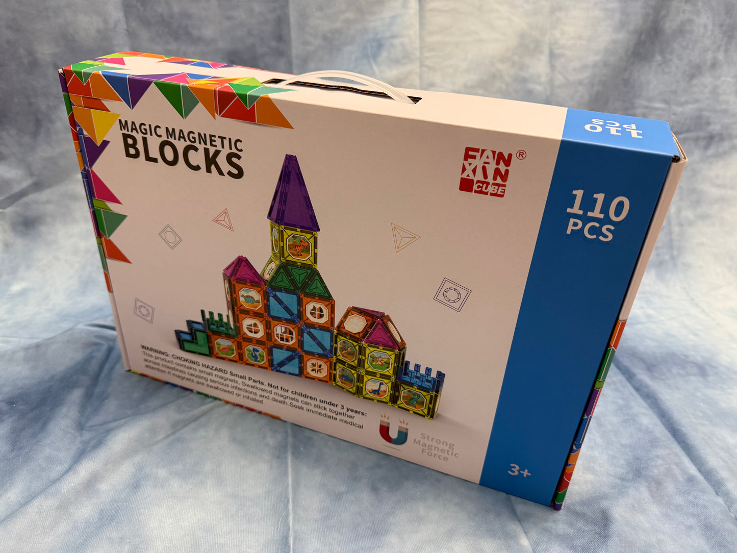 Magic Magnetic Blocks 110 Pieces STEM Multi Coloured Tiles 3D Puzzle Castle Magna