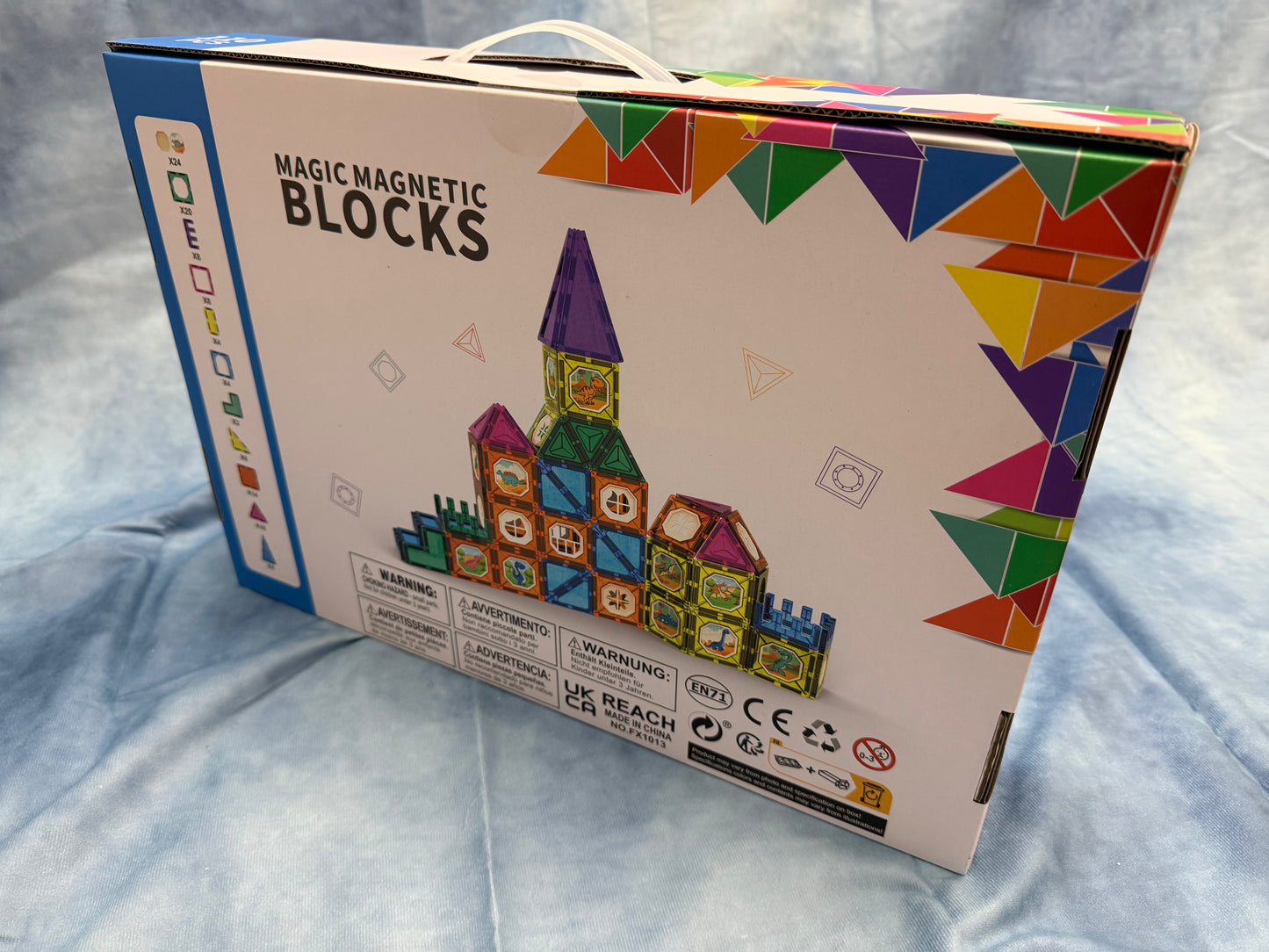 Magic Magnetic Blocks 110 Pieces STEM Multi Coloured Tiles 3D Puzzle Castle Magna