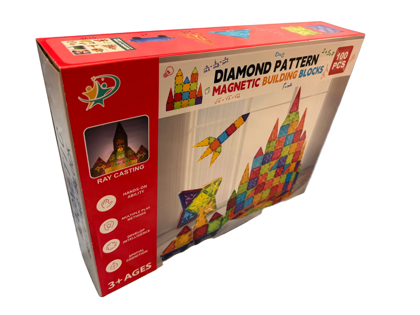 Diamond Pattern Magnetic Tiles Building Blocks 100pcs Kids Creative Tiles Set Gift