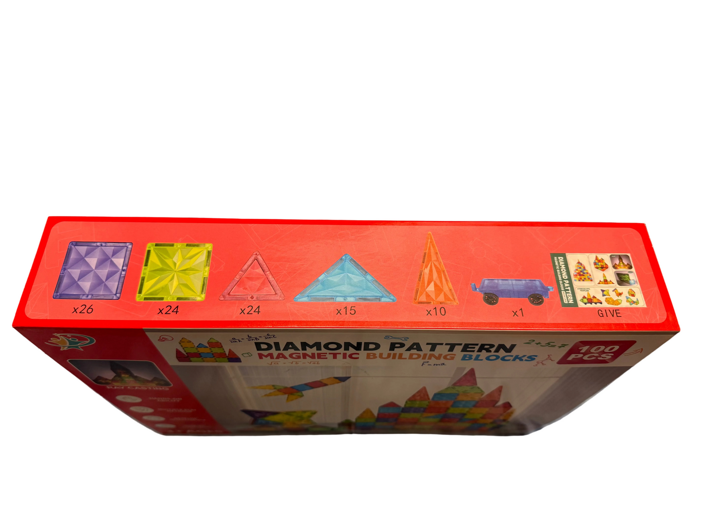 Diamond Pattern Magnetic Tiles Building Blocks 100pcs Kids Creative Tiles Set Gift