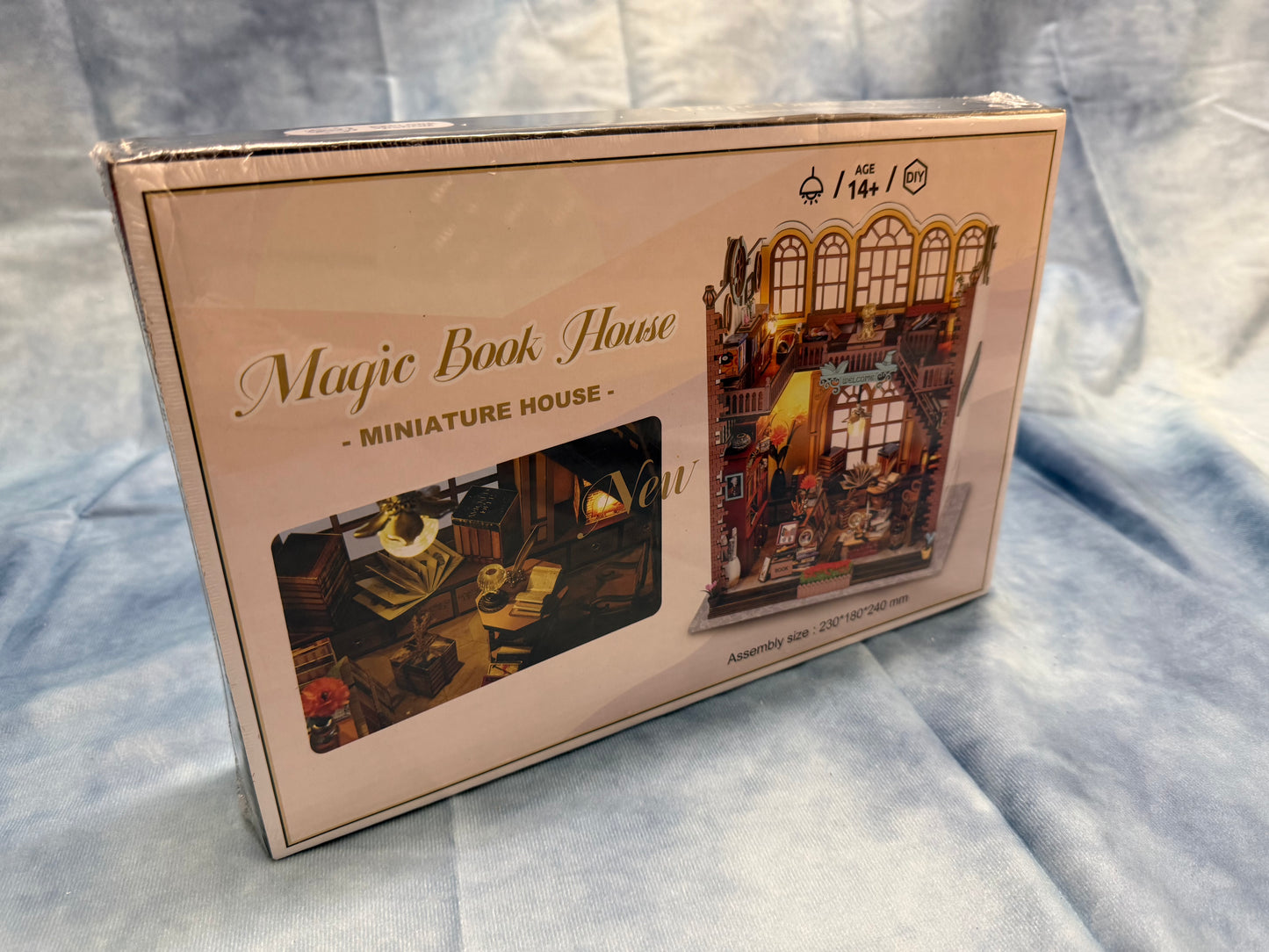 Magic Book House Book Nook DIY Miniature Library Kit with LED Lights & Furniture