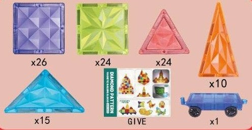 Diamond Pattern Magnetic Tiles Building Blocks 100pcs Kids Creative Tiles Set Gift