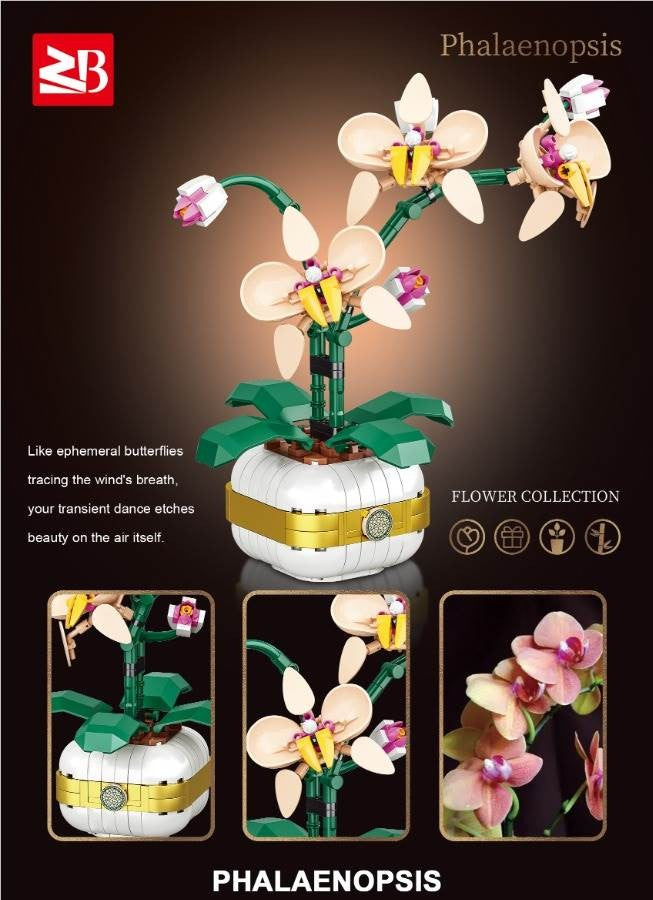 Phalaenopsis Mini Orchid Building Blocks 323pc Botanical Flower Boxed Gift