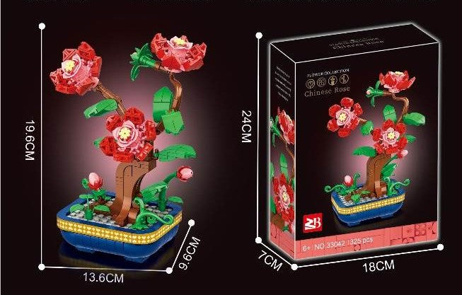 Rose Botanical Bonsai Building Blocks MOC (325 PCS) Gift Flowers