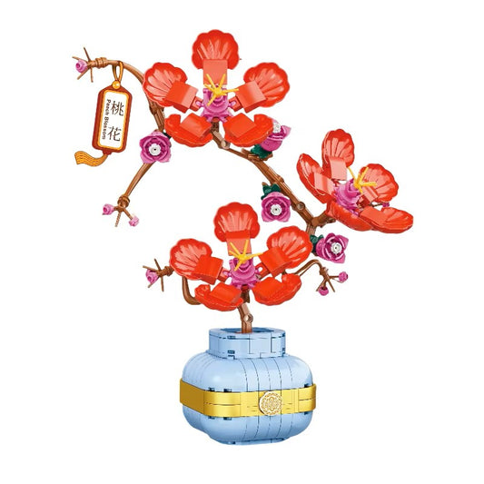 Peach Blossom Bonsai Building Blocks 337pc Botanical Flower Display Gift