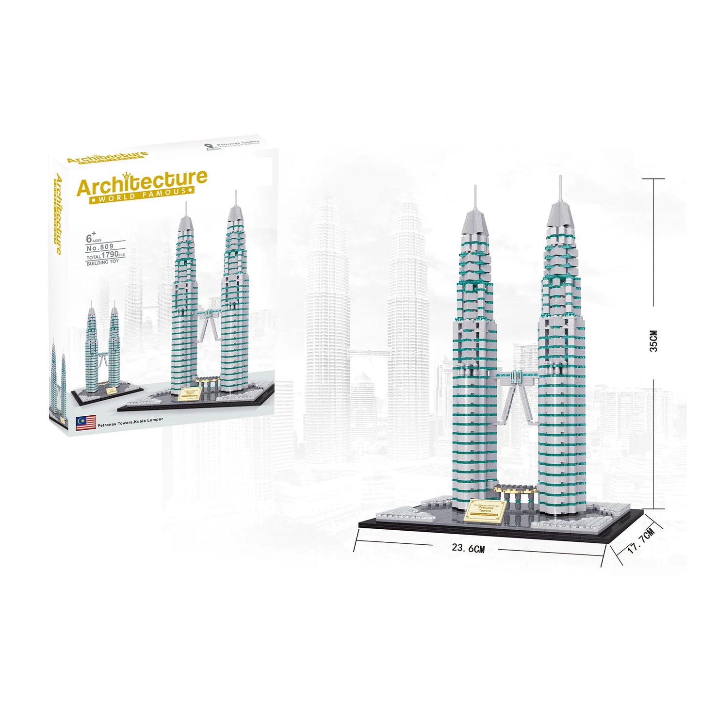 Petronas Twin Towers Landmark Architecture Micro Building Blocks (1875 Pieces+)