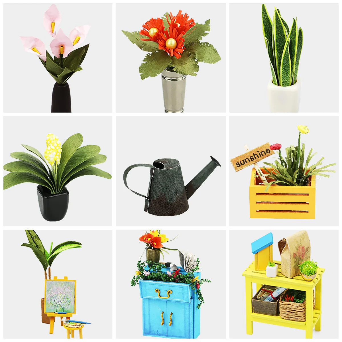 DIY Miniature Greenhouse “Cathy’s Flower House” Book Nook Kit with LED Lights & Plants