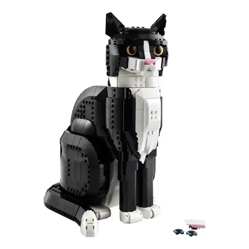 Black & White Tuxedo Cat Building Set 1710 Pet Display Model Boxed
