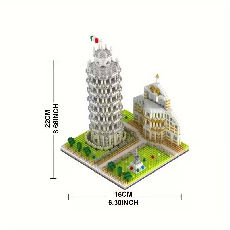 QS08 Leaning Tower of Pisa Landmark Architecture Building Blocks – 2680+ PCS (Microdrill Series)