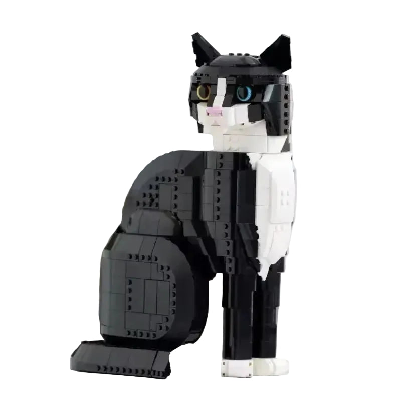 Black & White Tuxedo Cat Building Set 1710 Pet Display Model Boxed