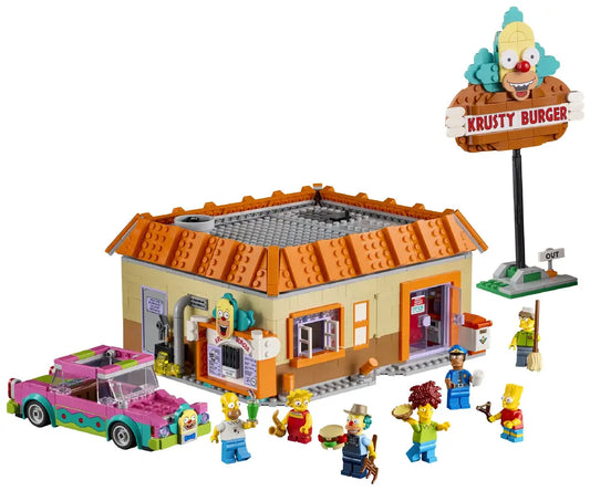 Simpsons Cartoon Burger Restaurant Building Set 1635pc 7 Figures Pink Car Boxed
