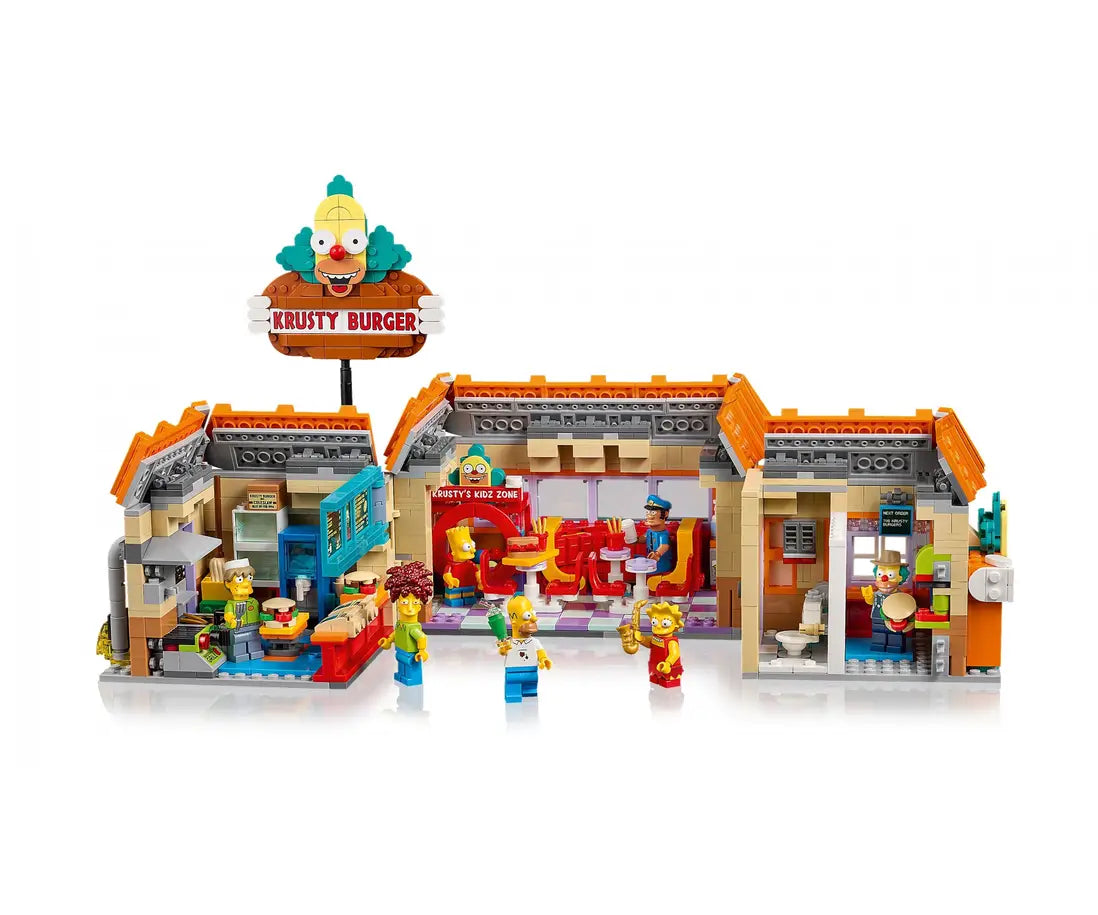 Simpsons Cartoon Burger Restaurant Building Set 1635pc 7 Figures Pink Car Boxed