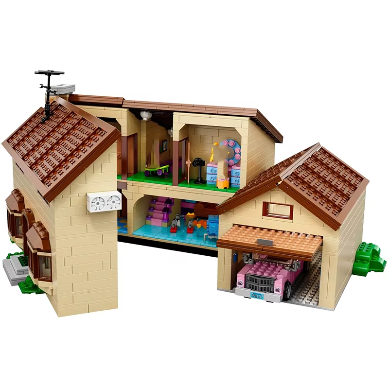 Large Suburban Family House Building Set 2523pcs Car 6 Figures Boxed Simpson