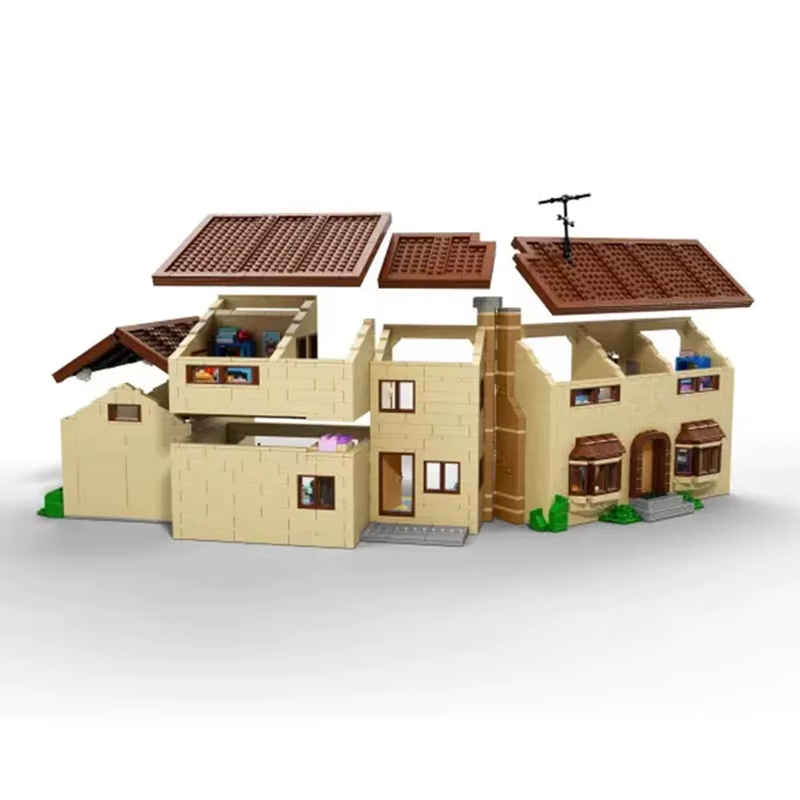 Large Suburban Family House Building Set 2523pcs Car 6 Figures Boxed Simpson