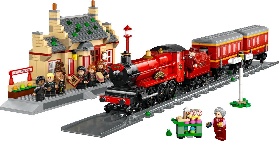 BuildMOC Wizard School Express Train & Station Building Blocks Set 1074+ Pieces HP