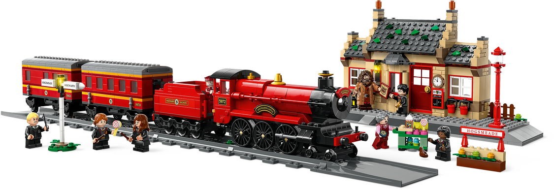 BuildMOC Wizard School Express Train & Station Building Blocks Set 1074+ Pieces HP