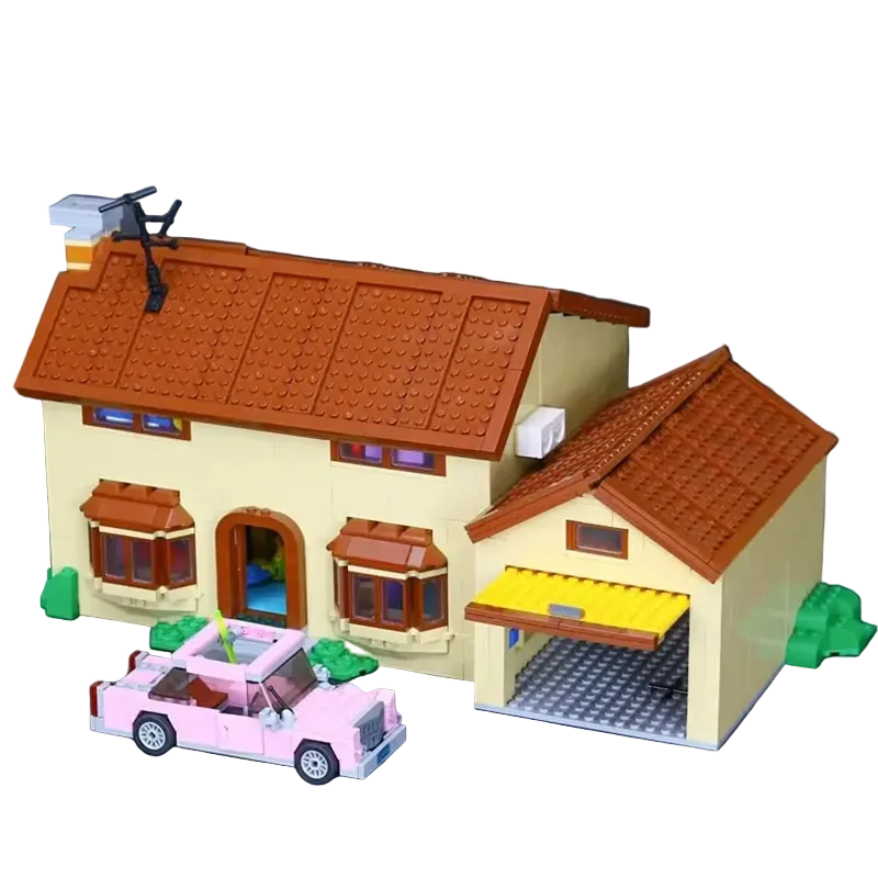 Large Suburban Family House Building Set 2523pcs Car 6 Figures Boxed Simpson