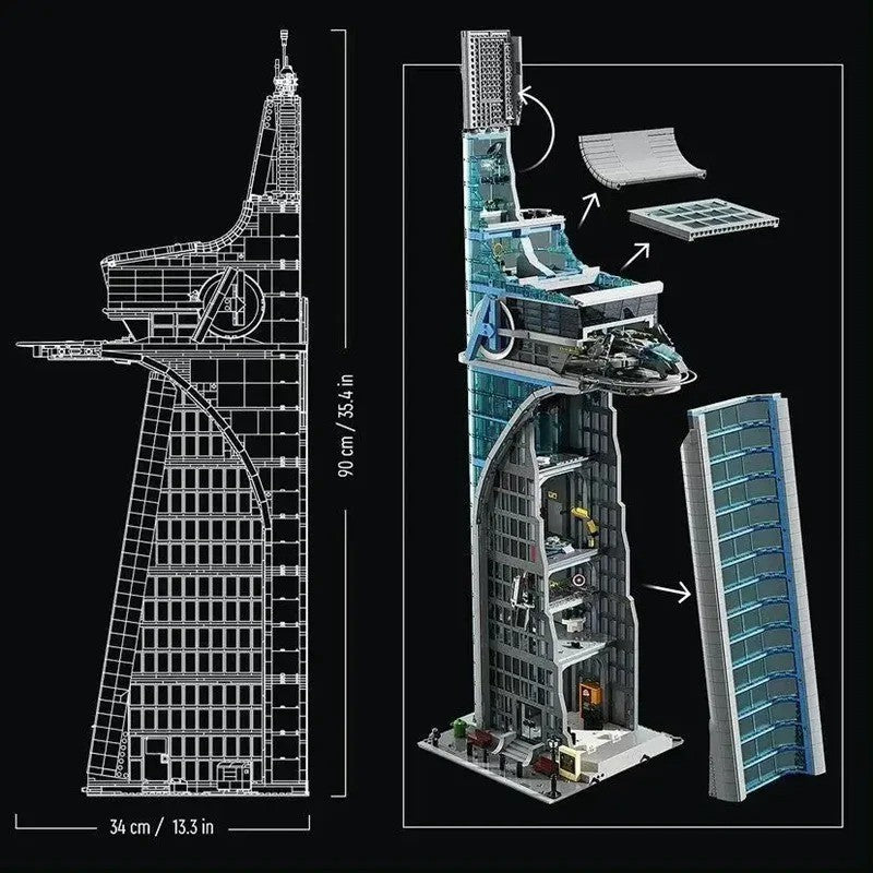 BuildMOC Avengers Tower 5201 Pieces 31 Figures Boxed Superhero Set