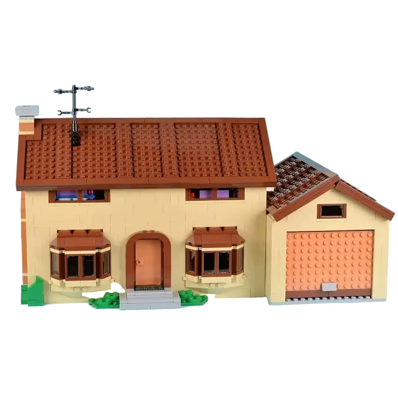 Large Suburban Family House Building Set 2523pcs Car 6 Figures Boxed Simpson