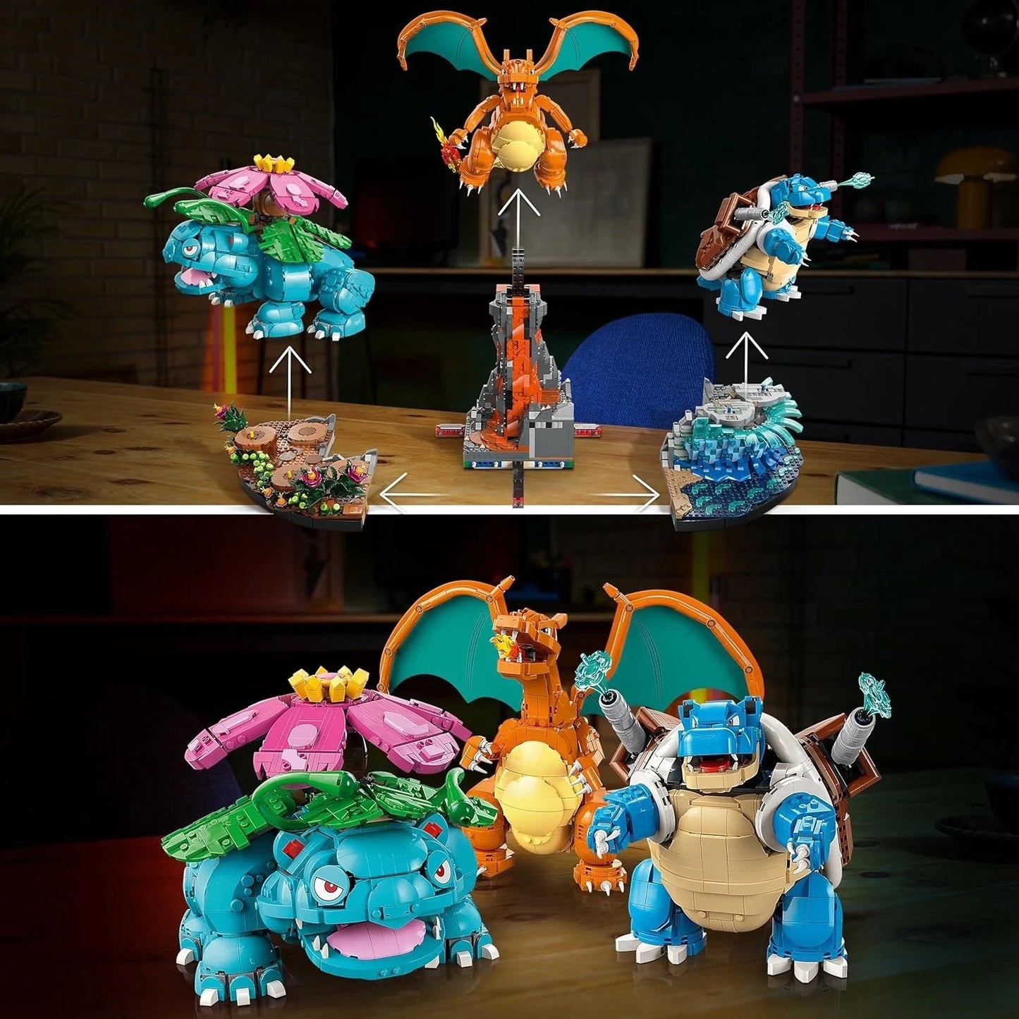 Elemental Creature Pokemon Trio Building Blocks 6,838 Pieces Set 72153 Boxed